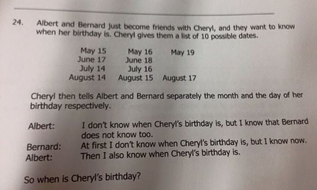 Cheryl's birthday