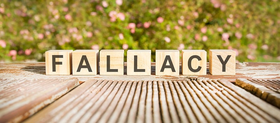 The Word Fallacy Written On The Cubes In Black Letters