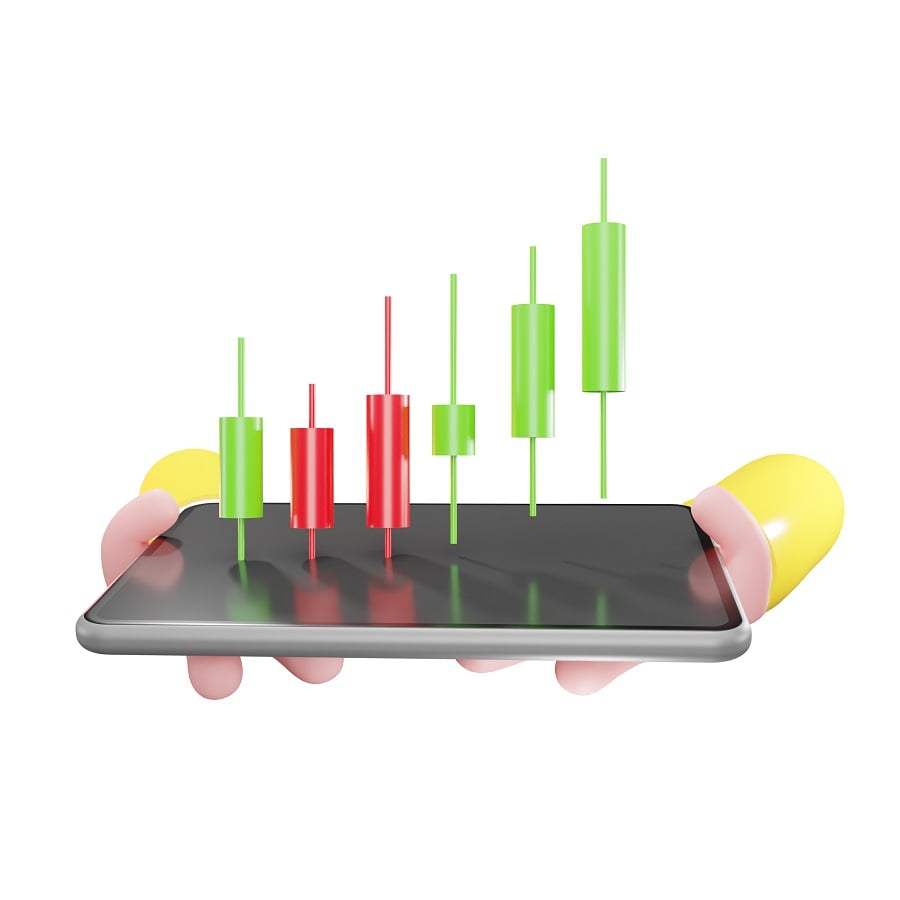 Financial Candlestick Graph Uptrend Of Stock Market Investment T