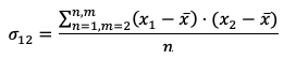 Fórmula Covarianza