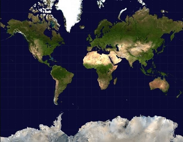 Mapa del mundo vista satélite