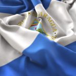 Nicaragua Flag Ruffled Beautifully Waving Macro Close Up Shot