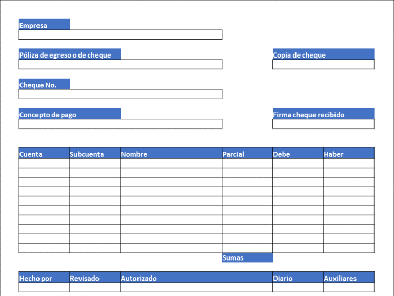 Póliza De Egreso O De Cheque - Qué Es, Definición Y Concepto