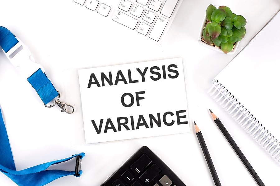 Analysis Of Variance Words On Card With Keyboard And Office Tools